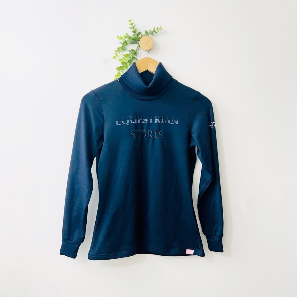 Shockemohle Navy Studded Embroidered Aluna Long Sleeve Top